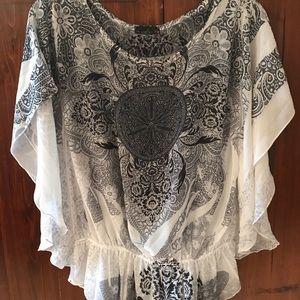 Chiffon blouse with flutter sleeves